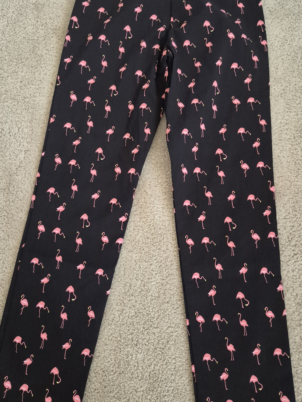 Womens straight leg Black with Flamingos